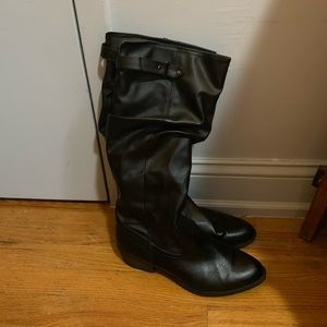 Faux leather calf high boots
